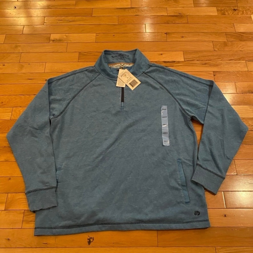 Margaritaville Mens Blue Heathered Quarter Zip Pullover Sweater MVMC153896 L